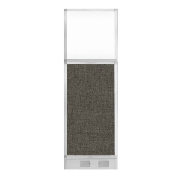 Hush Panel Cubicle Partition 2' x 6' W/ Window Mocha Fabric Clear Window W/ Cable Channel